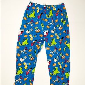 Nickelodeon Retro 90s Lounge Pajama Pants Rugrats Ren Stimpy / Size Medium Blue